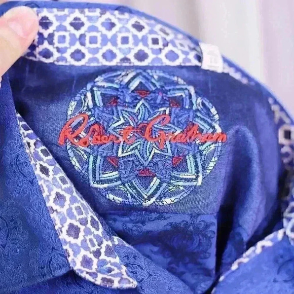 Robert Graham Button-Down Shirt Mens XL Abstract Geometric Pattern Flip Cuffs - Picture 13 of 16